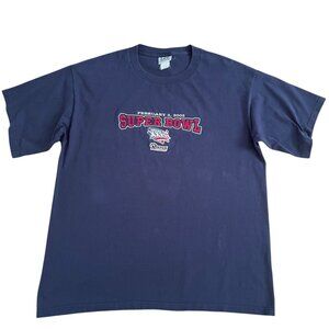 Vintage Rams Super Bowl XXXVI Football T-Shirt Large NFL Navy Fancore Lee Game